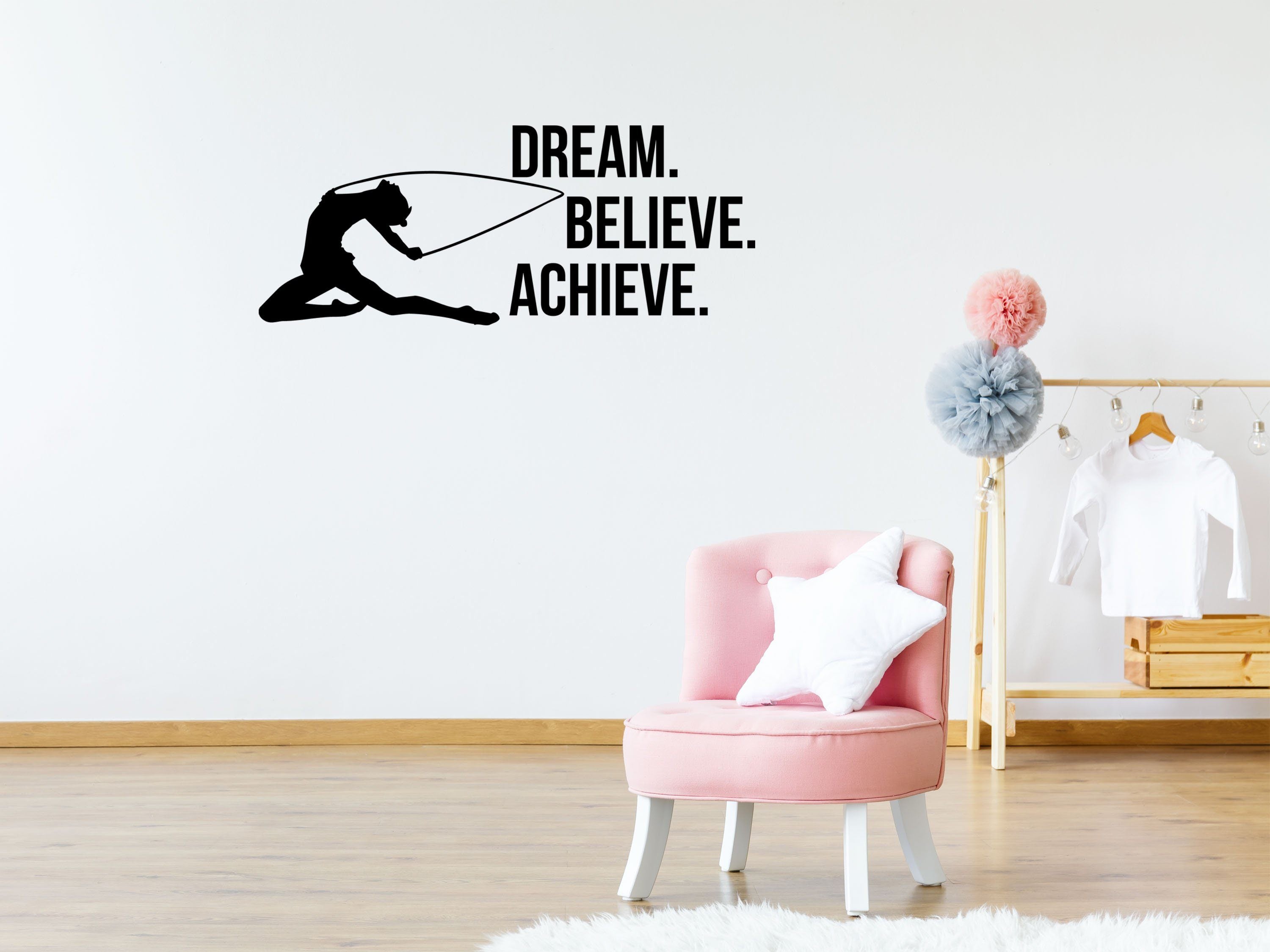 Dream Believe Achieve Gymnastics Wall Decal- Inspirational Wall Signs