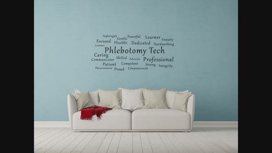 Phlebotomy Tech Word Cloud Decal - Phlebotomy Wall Decal - Phlebotomist Gift - Phlebotomist Wall Art - Phlebotomy Sign