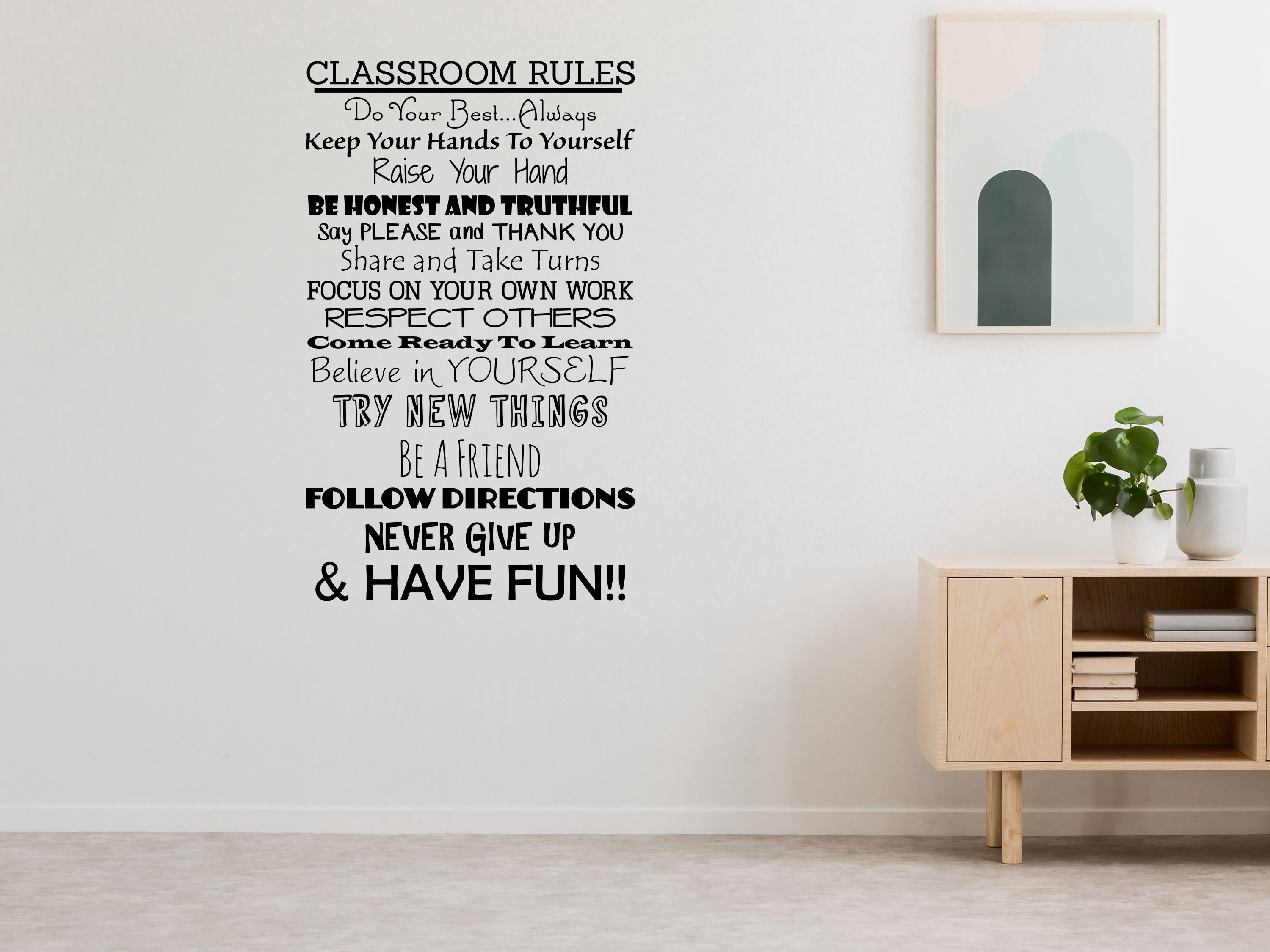 Classroom Rules Quote Sticker Word Cloud - Classroom Decal - Modern Ed ...