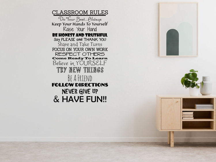 Classroom Rules Quote Sticker Word Cloud - Classroom Decal - Modern Ed ...