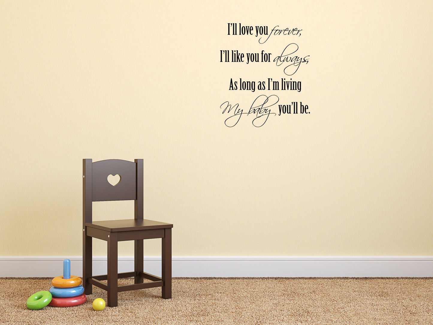 I'll Love You Forever - Christian Wall Art - Wall Decal - Baby Wall Art - Nursery - Kid Wall Decals - Baby Handmade - Nursery Wall Quote Vinyl Wall Decal Inspirational Wall Signs 