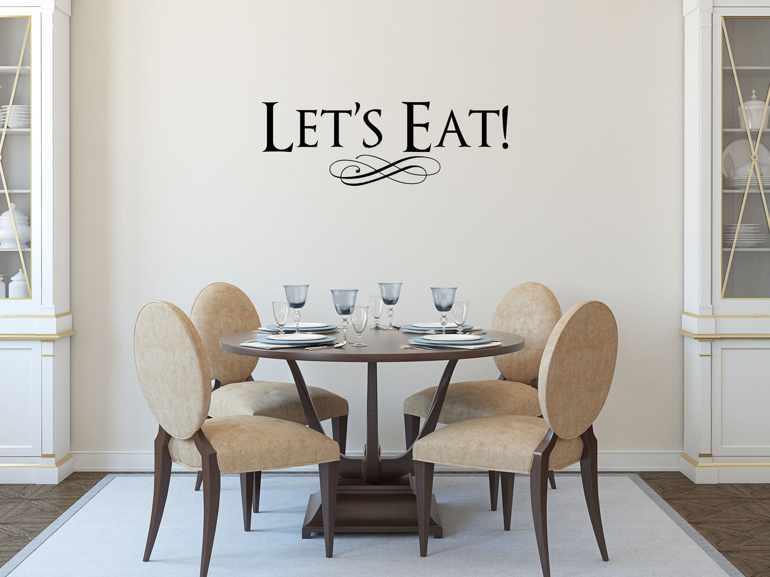 Let's Eat Dining Room Wall Decal - Kitchen Removeable Wall Vinyl Quote
