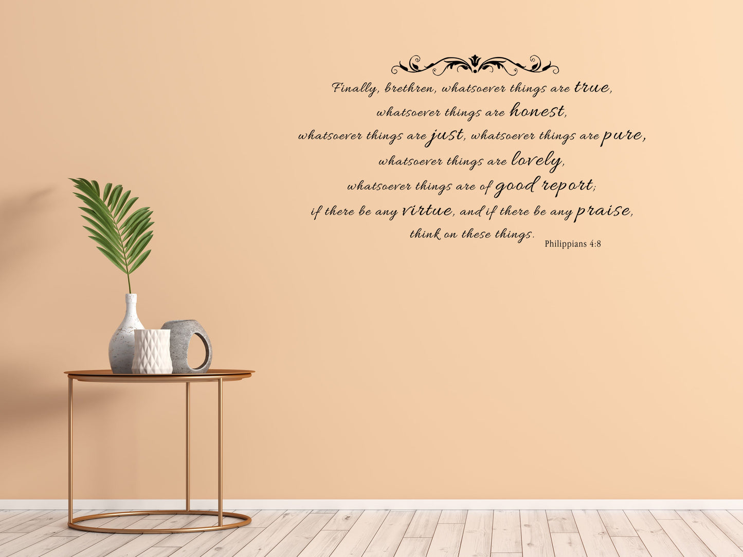 Philippians 4:8 - Church Wall Words Vinyl Wall Decal Inspirational Wall Signs 