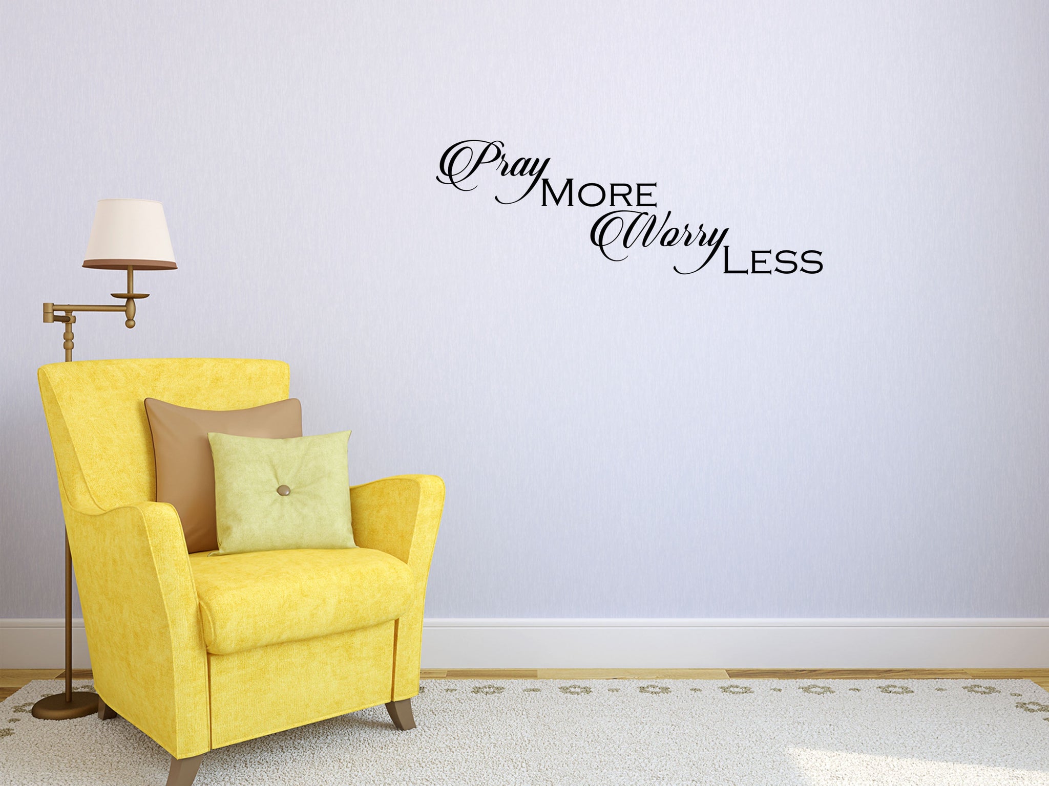 Pray More Worry Less Vinyl Wall Decal Quote – Inspirational Wall Signs