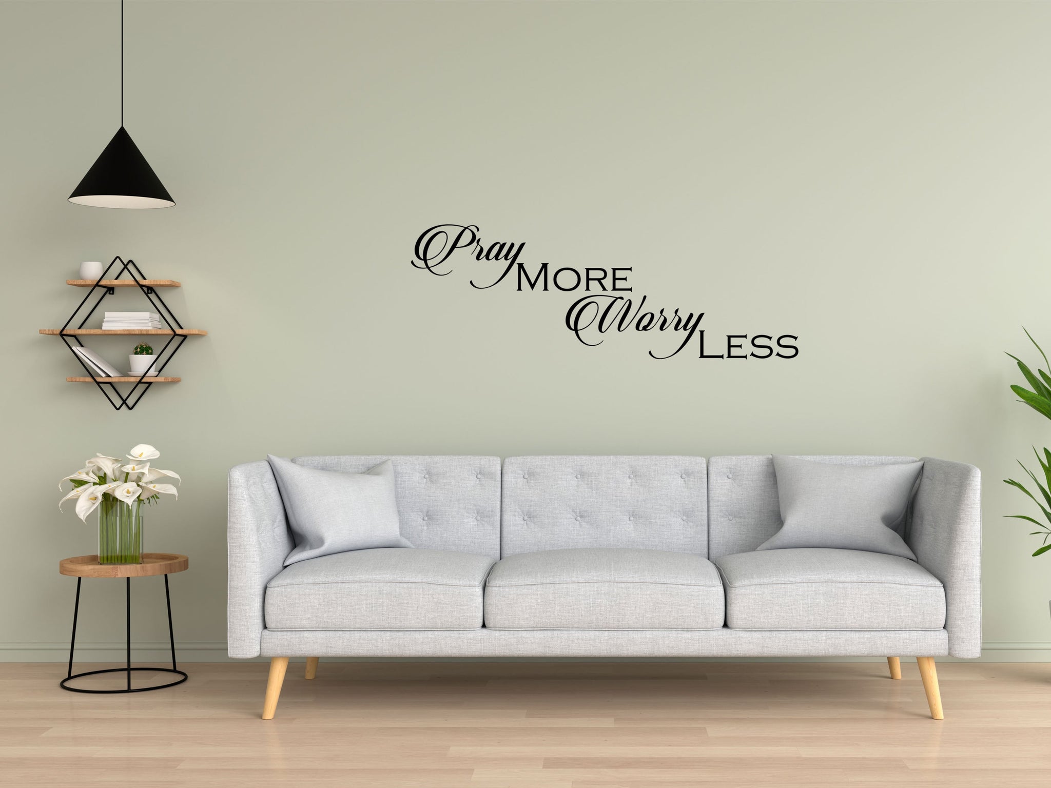 Pray More Worry Less Vinyl Wall Decal Quote – Inspirational Wall Signs