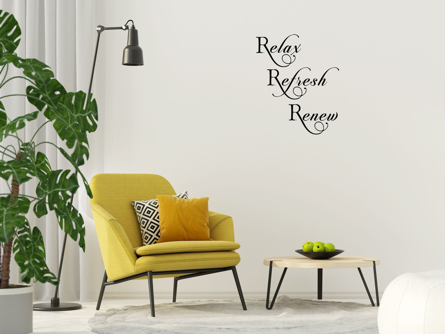 Relax Refresh Renew Wall Decal Vinyl Wall Decal Inspirational Wall Signs 