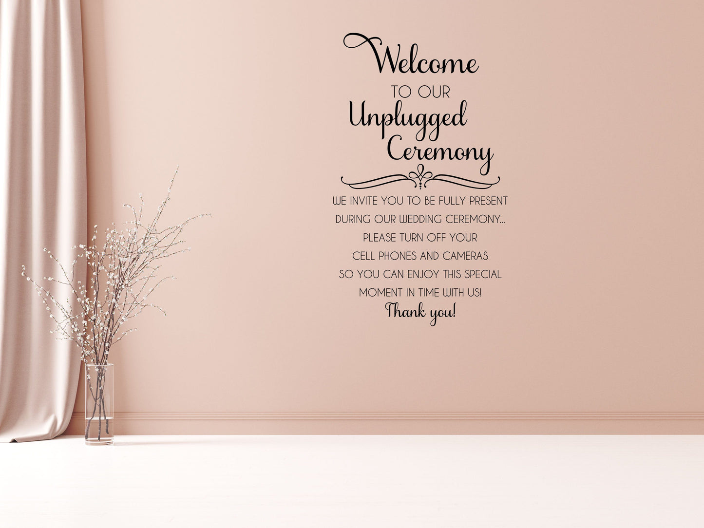 Welcome To Our Unplugged Wedding - Inspirational Wall Decals Vinyl Wall Decal Inspirational Wall Signs 